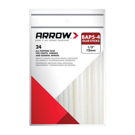 Arrow Fastener Arrow 0.5 in. D X 4 in. L All Purpose Glue Sticks Clear 24 pk BAP5-4